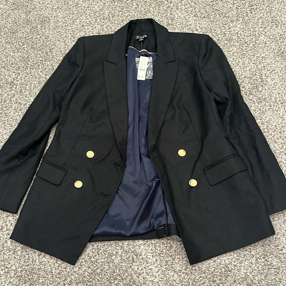 NWT J. Crew size 6 Greta blazer black in stretch linen